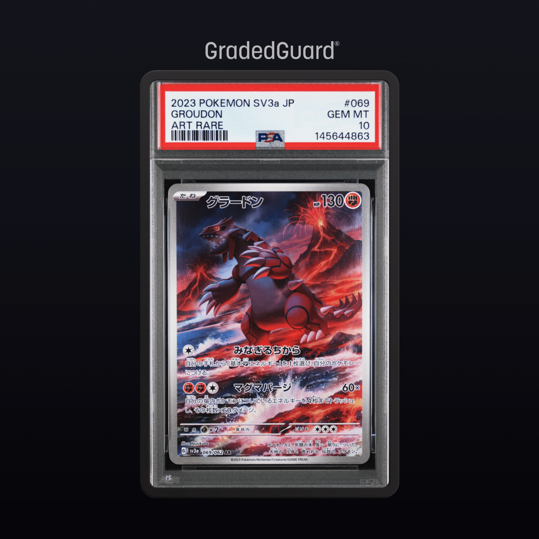Pokémon – 2023 POKEMON JAPANESE SV3a - RAGING SURF 069 GROUDON ART RARE PSA 10 Slab CERT 142645325 - TAKARA TCG