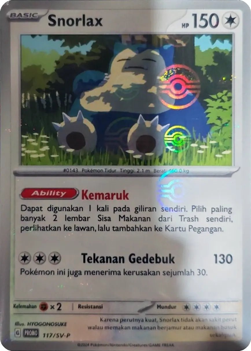 Pokémon – Poke Ball Holo Snorlax – 117/SV - P Indonesian Sealed Promo - TAKARA TCG