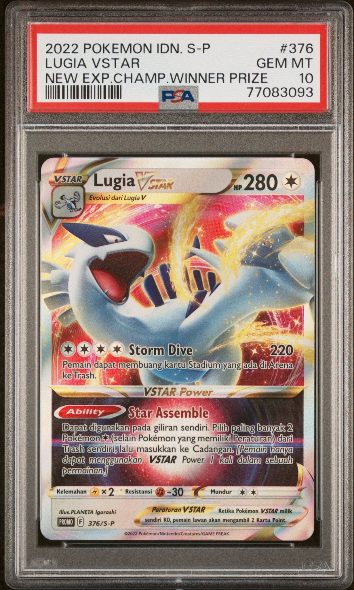 Pokémon – 2022 Pokemon Indonesian S Promo New Expansion Championship - Winner Prize Lugia Vstar 376 PSA 10 Slab - TAKARA TCG