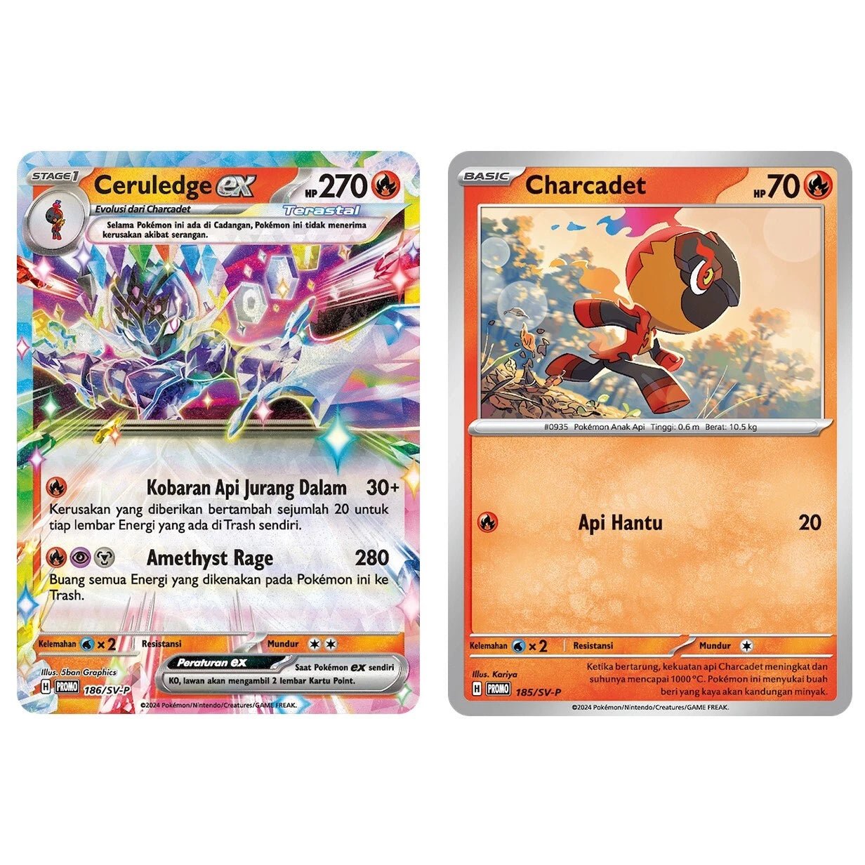 Pokémon – Ceruledge ex 186/SV - P & Charcadet 185/SV - P – Indonesian Sealed Promo 2 - Pack - TAKARA TCG
