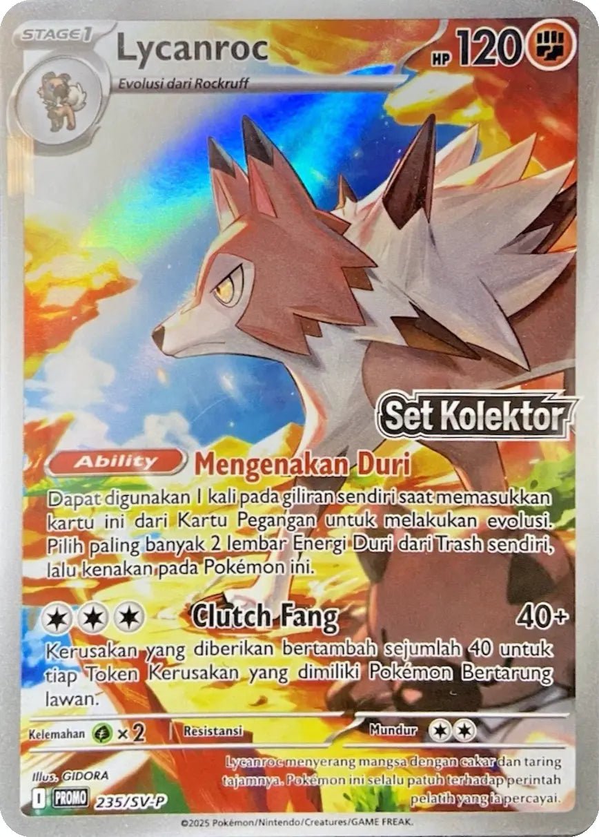Pokémon – Lycanroc 235/SV - P (Set Kolektor) – Indonesian Sealed Promo - TAKARA TCG