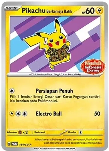 Pokémon – Pikachu Batik 154/SV - P – Indonesian Sealed Promo (Purple) - TAKARA TCG
